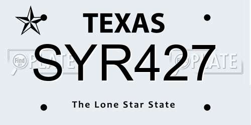 SYR427 Texas License Plate