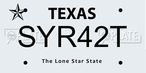 SYR42T Texas License Plate