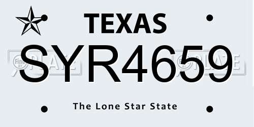 SYR4659 Texas License Plate