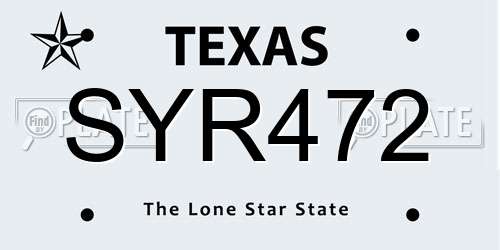 SYR472 Texas License Plate