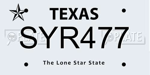 SYR477 Texas License Plate