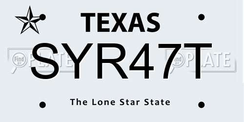 SYR47T Texas License Plate