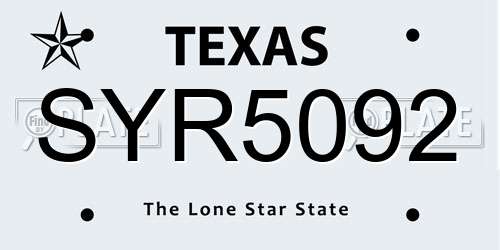 SYR5092 Texas License Plate