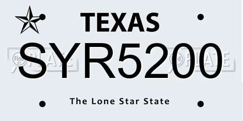 SYR5200 Texas License Plate