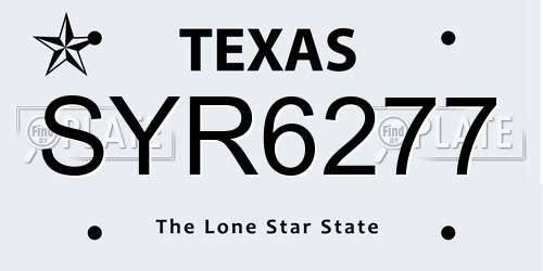 SYR6277 Texas License Plate