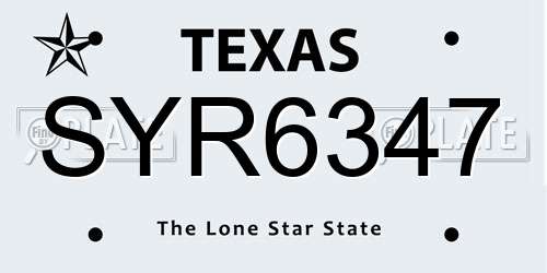 SYR6347 Texas License Plate