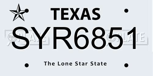 SYR6851 Texas License Plate