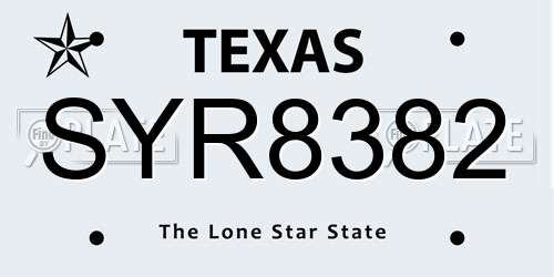 SYR8382 Texas License Plate