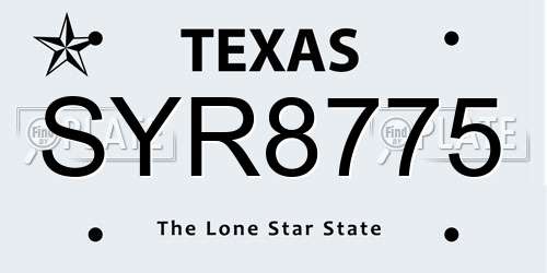 SYR8775 Texas License Plate