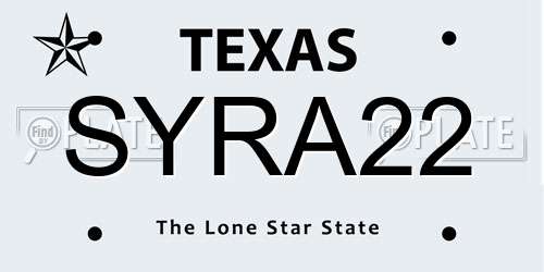 SYRA22 Texas License Plate