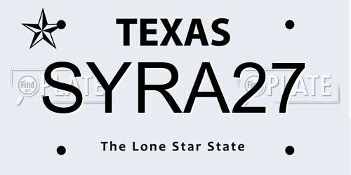 SYRA27 Texas License Plate