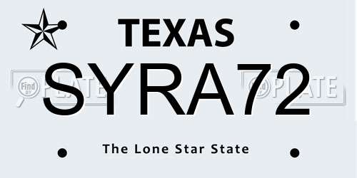 SYRA72 Texas License Plate