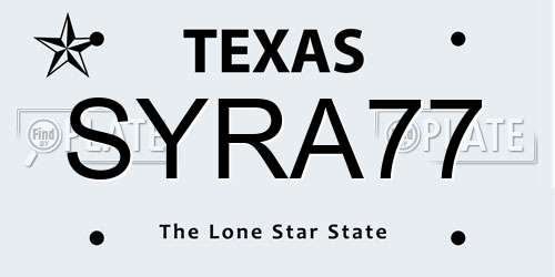 SYRA77 Texas License Plate