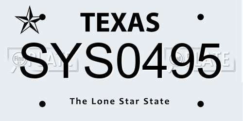 SYS0495 Texas License Plate