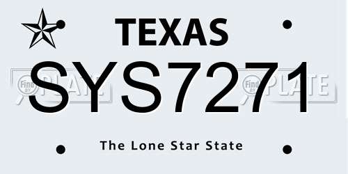 SYS7271 Texas License Plate