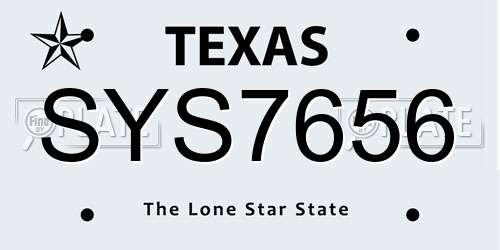 SYS7656 Texas License Plate