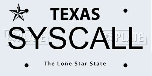 SYSCALL Texas License Plate
