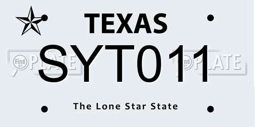 SYT011 Texas License Plate