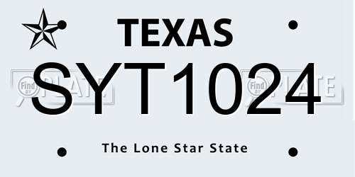 SYT1024 Texas License Plate