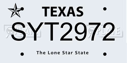 SYT2972 Texas License Plate
