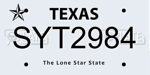 SYT2984 Texas License Plate