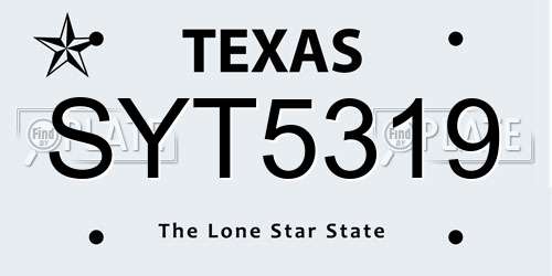 SYT5319 Texas License Plate