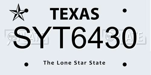 SYT6430 Texas License Plate