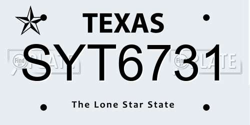 SYT6731 Texas License Plate
