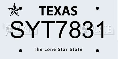 SYT7831 Texas License Plate