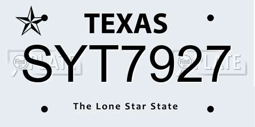 SYT7927 Texas License Plate