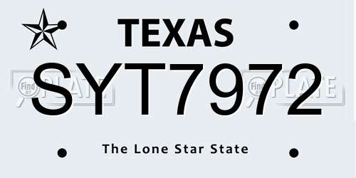 SYT7972 Texas License Plate