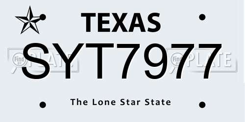 SYT7977 Texas License Plate