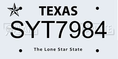 SYT7984 Texas License Plate