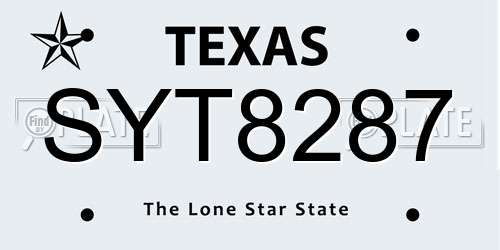 SYT8287 Texas License Plate