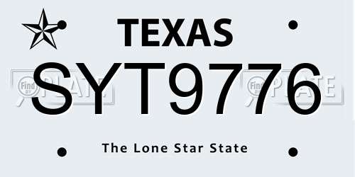 SYT9776 Texas License Plate