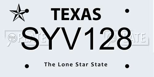 SYV128 Texas License Plate