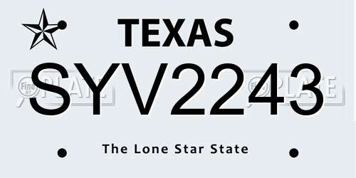 SYV2243 Texas License Plate
