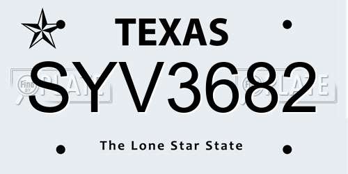 SYV3682 Texas License Plate