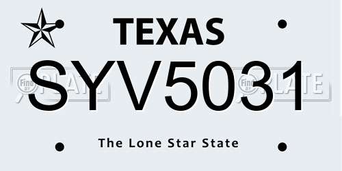SYV5031 Texas License Plate