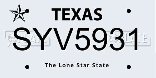SYV5931 Texas License Plate