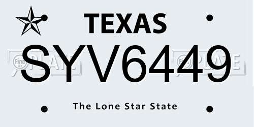 SYV6449 Texas License Plate
