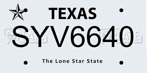 SYV6640 Texas License Plate