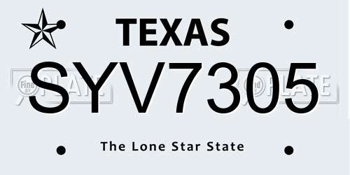 SYV7305 Texas License Plate