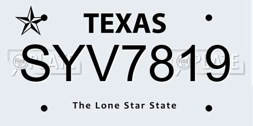 SYV7819 Texas License Plate