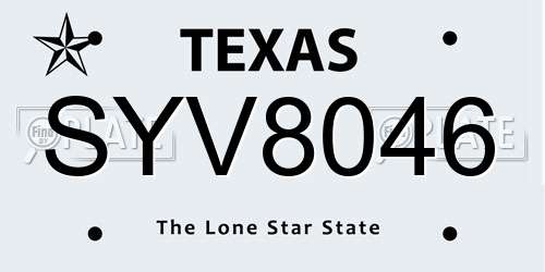 SYV8046 Texas License Plate