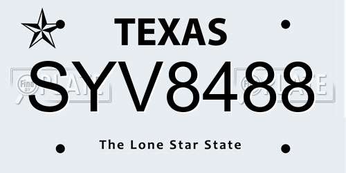 SYV8488 Texas License Plate