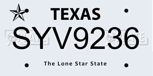SYV9236 Texas License Plate