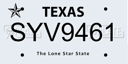 SYV9461 Texas License Plate