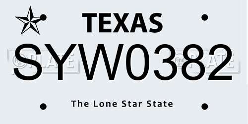 SYW0382 Texas License Plate