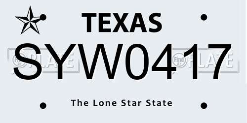 SYW0417 Texas License Plate